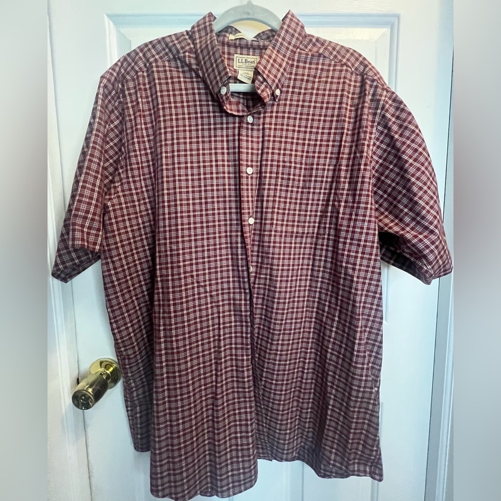 L.L. Bean burgundy Casual Button Down Shirt